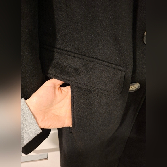 NWOT Calvin Klein Women's Black Wool Maxi Coat with Faux Fur Collar (Size XS) - Picture 6 of 12